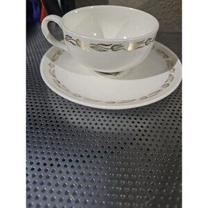 Royal China Enchantment 22K Gold Floral Vtg Teacup & Saucer